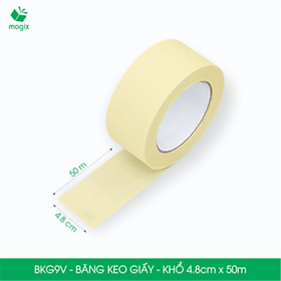 BKG9V - Block 3 cuộn băng keo giấy khổ 4.8cm x 50m - Băng dính giấy viết được, chặn màu sơn