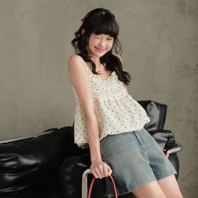 Áo 2 dây áo kiểu babydoll họa tiết chấm bi có size dành cho nữ Rana Miều Est.2013