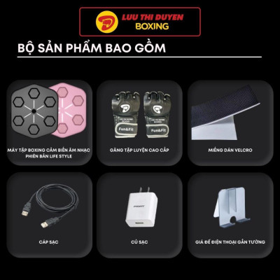 Máy đấm boxing theo nhạc Lừu Thị Duyên Boxing - Cảm biến âm nhạc - Phiên bản LIFE STYLE
