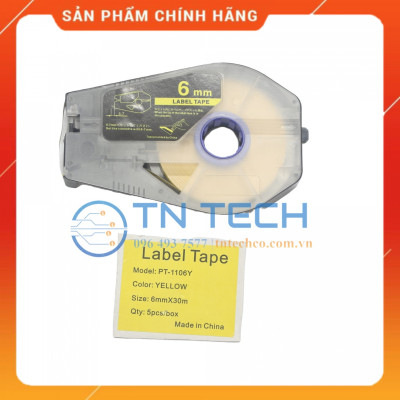 Nhãn in CANON PT-1106Y - Chữ đen nền vàng 6MM x 30M - Dùng cho máy in ống CANON [Hàng nhập khẩu]