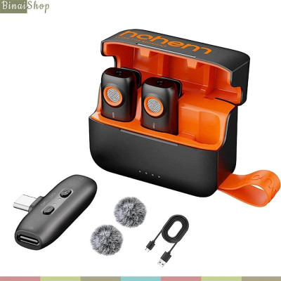 Hohem MIC-01 - Micro Cài Áo Không Dây 2.4GHz, Khử Tiếng Ồn DSP Sử Dụng Cho Điện Thoại, Pin 20 Giờ, Hỗ Trợ Thẻ Nhớ, Phạm Vi Thu 100m- Hàng chính hãng