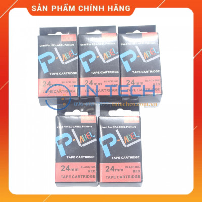 Nhãn in CASIO PT-24RD - Chữ đen nền đỏ 24MM x 8M - Dùng cho máy in nhãn CASIO [Hàng nhập khẩu]