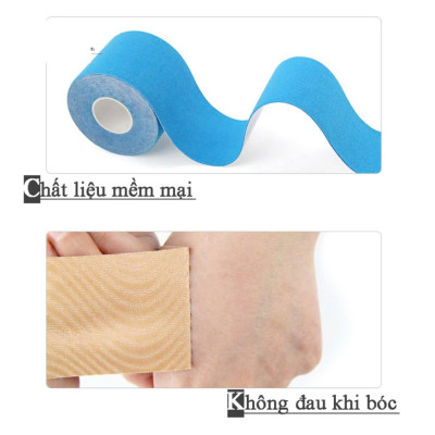1 Cuộn 2,5cm x 5m Băng Keo Thể Thao Chất Thun Co Giãn Hỗ Trợ Cơ Bắp, Khớp (Kinesiology Tape) - Giao Màu Ngẫu Nhiên