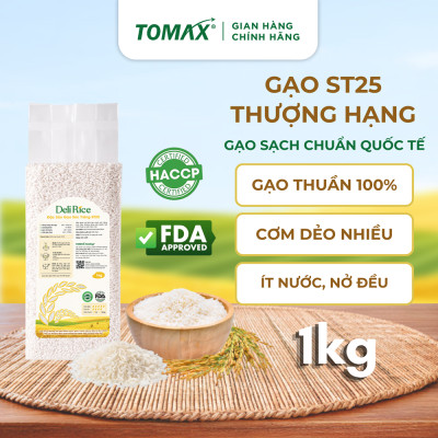 Gạo Đặc Sản ST25 TOMAX (1kg) thượng hạng, dẻo thơm