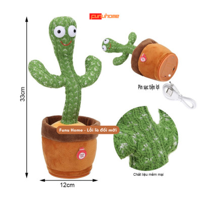 Cây xương rồng nhảy múa vui nhộn, uốn lượn, nhại tiếng, phát sáng - Xương rồng biết nói FUNU cao cấp - Hàng chính hãng