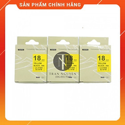[Combo 3 hộp] Nhãn in Tepra SC18YW (LC-5YBW) - Chữ đen nền vàng 18mm x 8m - Hàng nhập khẩu