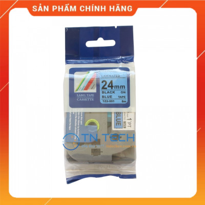Nhãn In Tz2-551 - Đen nền dương 24mm x 8m - Dùng cho máy in BROTHER - AIMO - PUTY [Hàng Nhập Khẩu]