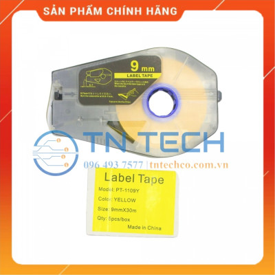 Nhãn in CANON PT-1109Y - Chữ đen nền vàng 9MM x 30M - Dùng cho máy in ống CANON [Hàng nhập khẩu]