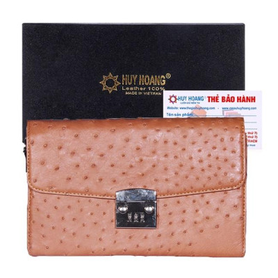 HP6451-52-53-54 - Túi cầm tay nữ Huy Hoàng da đà điểu màu đen, nâu đất, vàng bò, nâu đỏ