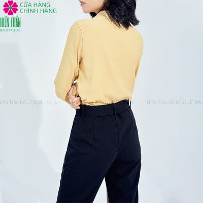 Quần baggy nữ Hiền Trần BOUTIQUE lưng cạp cao đai rời đồ công sở đi học form đẹp màu đen be