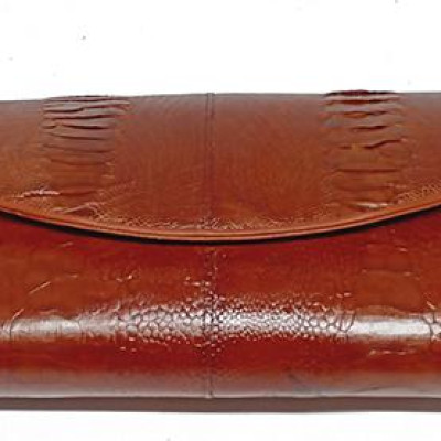 Túi đeo da đà điểu Huy Hoàng da chân màu nâu đỏ HT6417