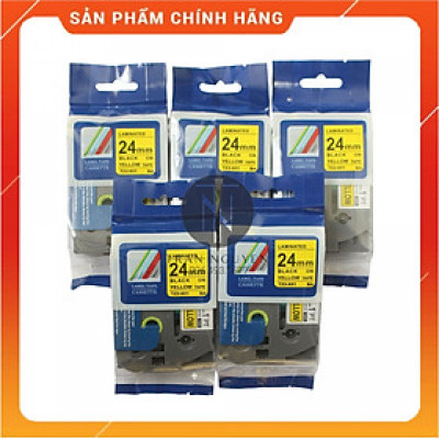 [Combo 5 hộp] Nhãn In đa lớp Tz2-651 - Đen nền vàng 24mm x 8m - Hàng nhập khẩu
