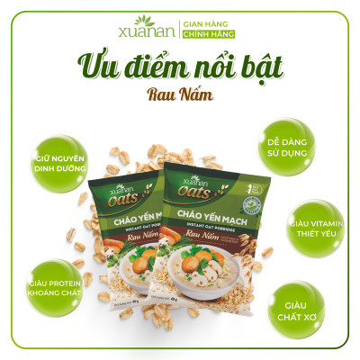 Combo 6 Gói Cháo Yến Mạch Rau Nấm Xuân An 40G [chay dùng được] (Tặng Kèm 1 Gói )