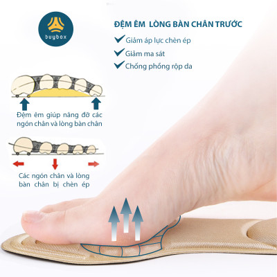2 cặp miếng lót giày cao gót mũi tròn cho giày bị rộng, giúp giảm size cao cấp - buybox - BBPK11