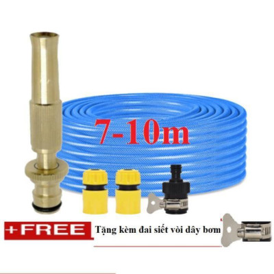  Bộ dây vòi xịt nước rửa xe, tưới cây . tăng áp 3 lần, loại 7m,10m 206587 cút sập,nối đen+ tặng đai