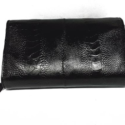 Túi đeo da đà điểu Huy Hoàng da chân màu đen HT6414