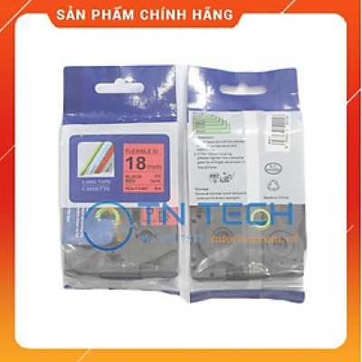 Nhãn In HZE-441 - Đen nền đỏ 18mm x 8m - Dùng cho máy in BROTHER - AIMO - PUTY [Hàng nhập khẩu]