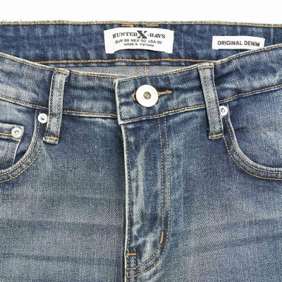 Quần Jeans Nam Cao Cấp HUNTER X-RAYS Form Slimfit Thun Màu Xanh Phủ Dơ NhẹD33