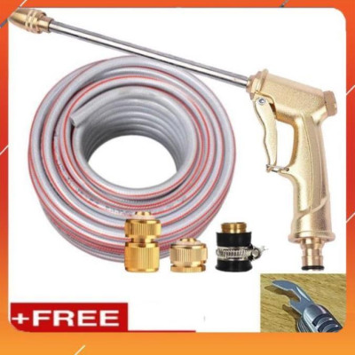  Bộ dây vòi xịt nước rửa xe, tưới cây , tăng áp 3 lần, loại 7m, 10m 206701-3 đầu đồng, cút đồng, + mở chai