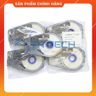 Nhãn in CANON PT-1109W - Chữ đen nền trắng 9MM x 30M - Dùng cho máy in ống CANON [Hàng nhập khẩu]