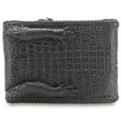 HJ2270 - Bóp nam da cá sấu Huy Hoàng nguyên con vip màu đen