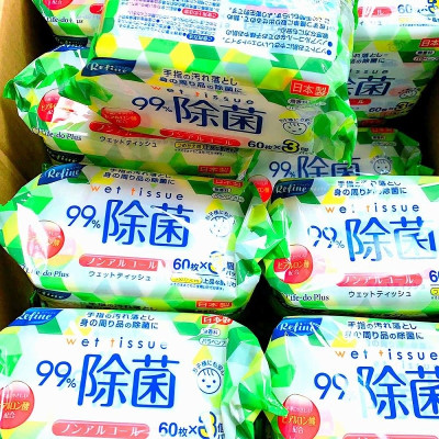 Khăn ướt khử trùng, không mùi Life-do.Plus 60 tờ x3 không cồn - nội địa Nhật Bản