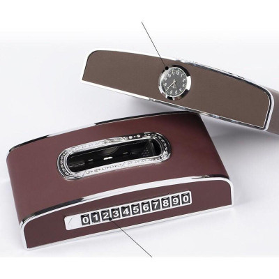 Hộp Đựng Khăn Giấy Trên ô Tô Có Đồng Hồ Và Bảng Sđt Cao Cấp (Kèm Video thực tế)