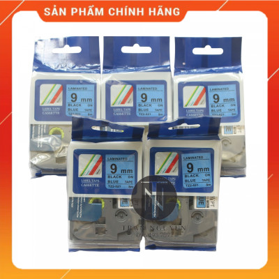 [Combo 3 hộp] Nhãn In đa lớp Tz2-521 - Đen nền Dương 9mm x 8m - Hàng nhập khẩu