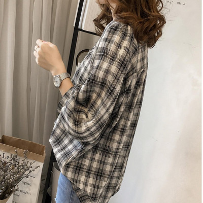 Áo kiểu nữ,áo đũi nữ dài tay thiết kế kẻ caro ALE14