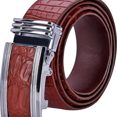 Thắt Lưng Nam Da Cá Sấu Gai Bụng Bản Lớn Huy Hoàng HT4776 - Nâu Đỏ