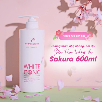 Sữa Tắm Dưỡng Trắng Da Toàn Thân Hoa Anh Đào White Conc Body Shampoo Cii Sakura (Chai 600 mL)