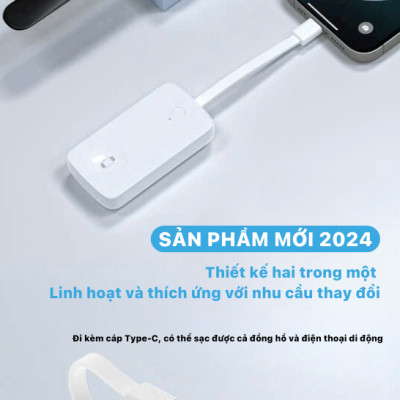 Sạc Không Dây Wi WU Ark 2 in 1 Wi-M22 Dùng Cho Đồng Hồ Apple và Thiết Bị Type-C - Hàng Chính Hãng