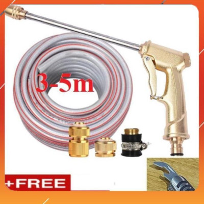 Bộ dây vòi xịt nước rửa xe,tưới cây ,tăng áp 3 lần,loại 3m,5m 206701-3 đầu đồng,cút đồng,nối đồng+  mở chai