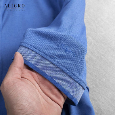 Áo thun polo nam cộc tay trơn màu xanh aligro ALGPLO26