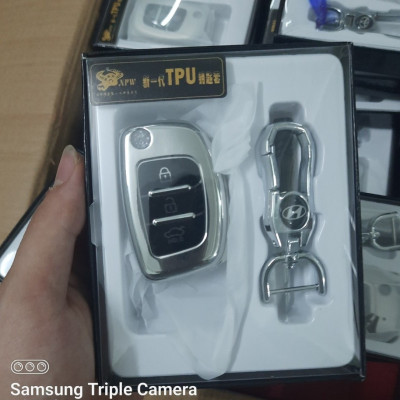 Bao chìa khoá ô tô xe I10 chìa cơ nút silicon mạ crom Full hộp