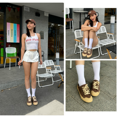 Giày Sục Đạp Gót Mules Vải Sneaker Unisex Tăng Chiều Cao 4cm DINCOX E10 CHOCO MILK