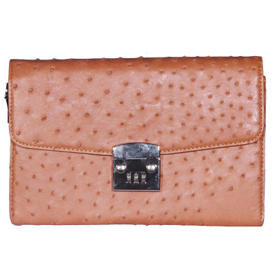 HP6451-52-53-54 - Túi cầm tay nữ Huy Hoàng da đà điểu màu đen, nâu đất, vàng bò, nâu đỏ