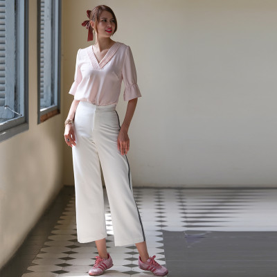 Quần Lửng Ống Rộng Quần Culottes Thời trang thiết kế Hity PAN053 (Trắng Kim Cương)