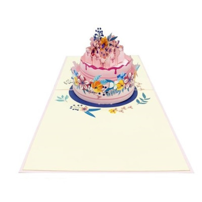 Thiệp 3D Pop Up Bánh Kem Sinh Nhật 3 Tầng Hoa Văn – Thiệp Chúc Mừng Sinh Nhật Sang Trọng, Độc Đáo, B11