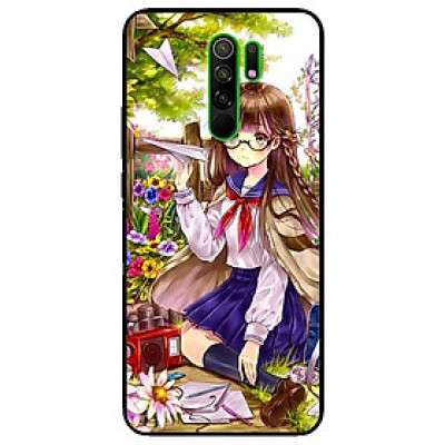 Ốp lưng dành cho Xiaomi Redmi 9 mẫu Cô Gái Mắt Kính Đen