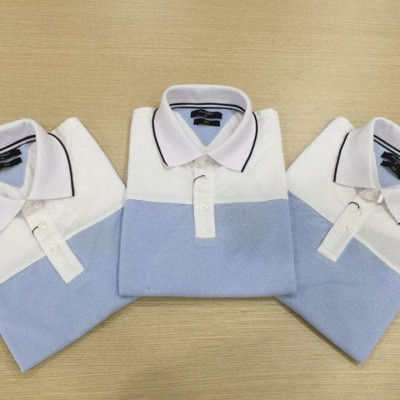 Áo polo nam ngắn tay trơn màu xanh trắng ALGPLO23 ALIGRO