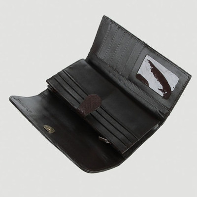 Ví nữ da trăn Huy Hoàng 3 gấp màu nâu HT3337