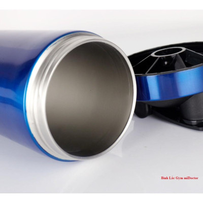 [Màu Xanh Ngọc] Bình Lắc Thể Thao Shaker Tập Gym Inox 304 Kèm Bóng Lò Xo - Hàng Chính Hãng miDoctor