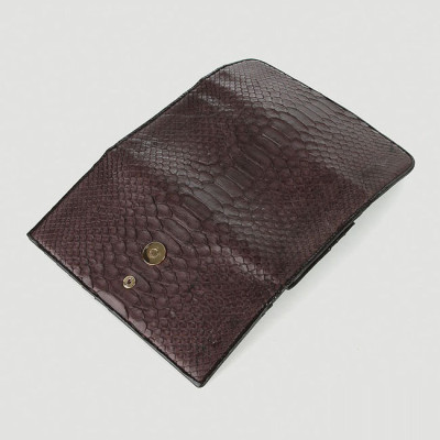 Ví nữ da trăn Huy Hoàng 3 gấp màu nâu HT3337