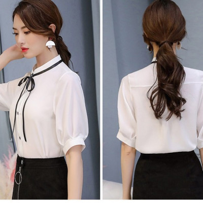 Áo kiểu nữ Haint Boutique, Áo kiểu chất kate lụa tay lỡ cổ trụ thời trang công sở cho phái nữ S45