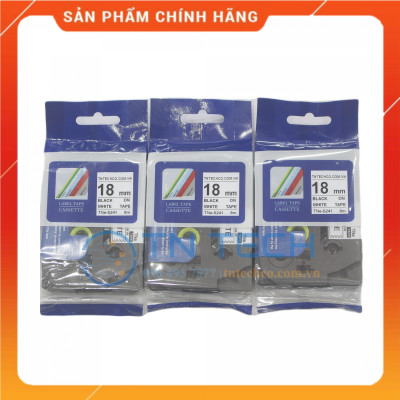 Nhãn In TNE-S241 - Đen nền trắng 18mm x 8m - Dùng cho máy in BROTHER - AIMO - PUTY [Hàng nhập khẩu]