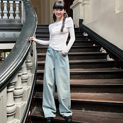 Quần jeans quần dài nữ dáng dài ống suông phong cách ullzang thanh lịch Lagan Miều Est.2013