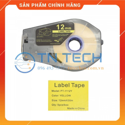 Nhãn in CANON PT-1112Y - Chữ đen nền vàng 12MM x 30M - Dùng cho máy in ống CANON [Hàng nhập khẩu]