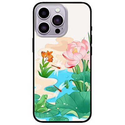 Ốp lưng cho IPhone 12 - 12 Pro - 12 Pro Max - 13 Mini - 13 - 13 Pro - 13 Pro Max - Sen Hồng Chuồn Đỏ - Hàng Chính Hãng