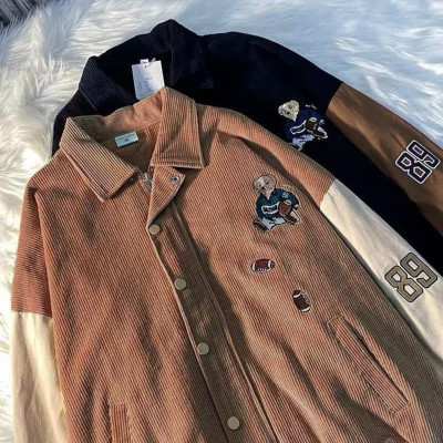 ÁO KHOÁC KAKI NHUNG GÂN Thêu Gấu 89 (M1540 - Kèm Ảnh Thật)